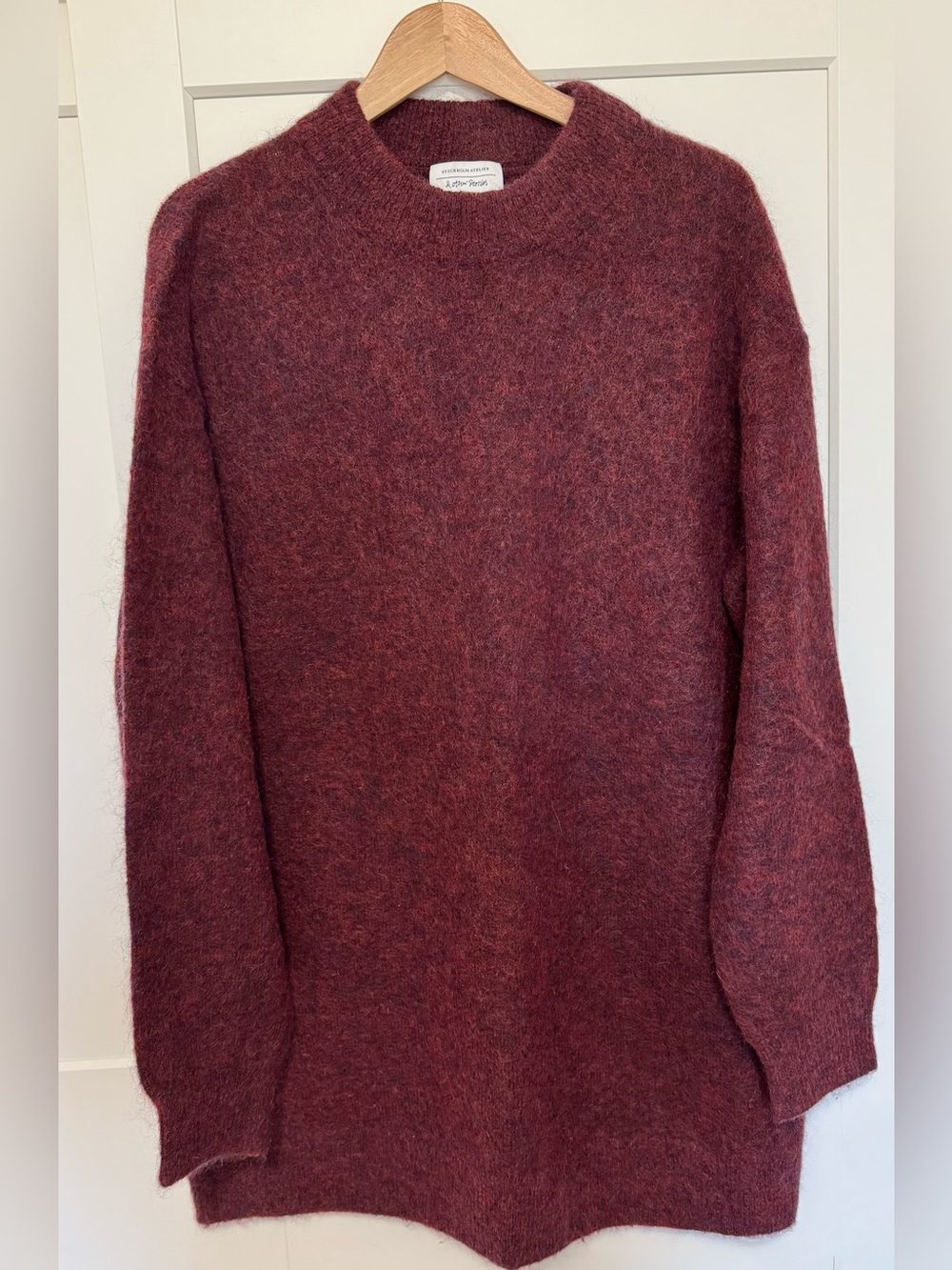 & Other Stories Oversized Mohair Blend Relaxed Fit Burgundy Sweater - Size: S - Picture 2 of 6
